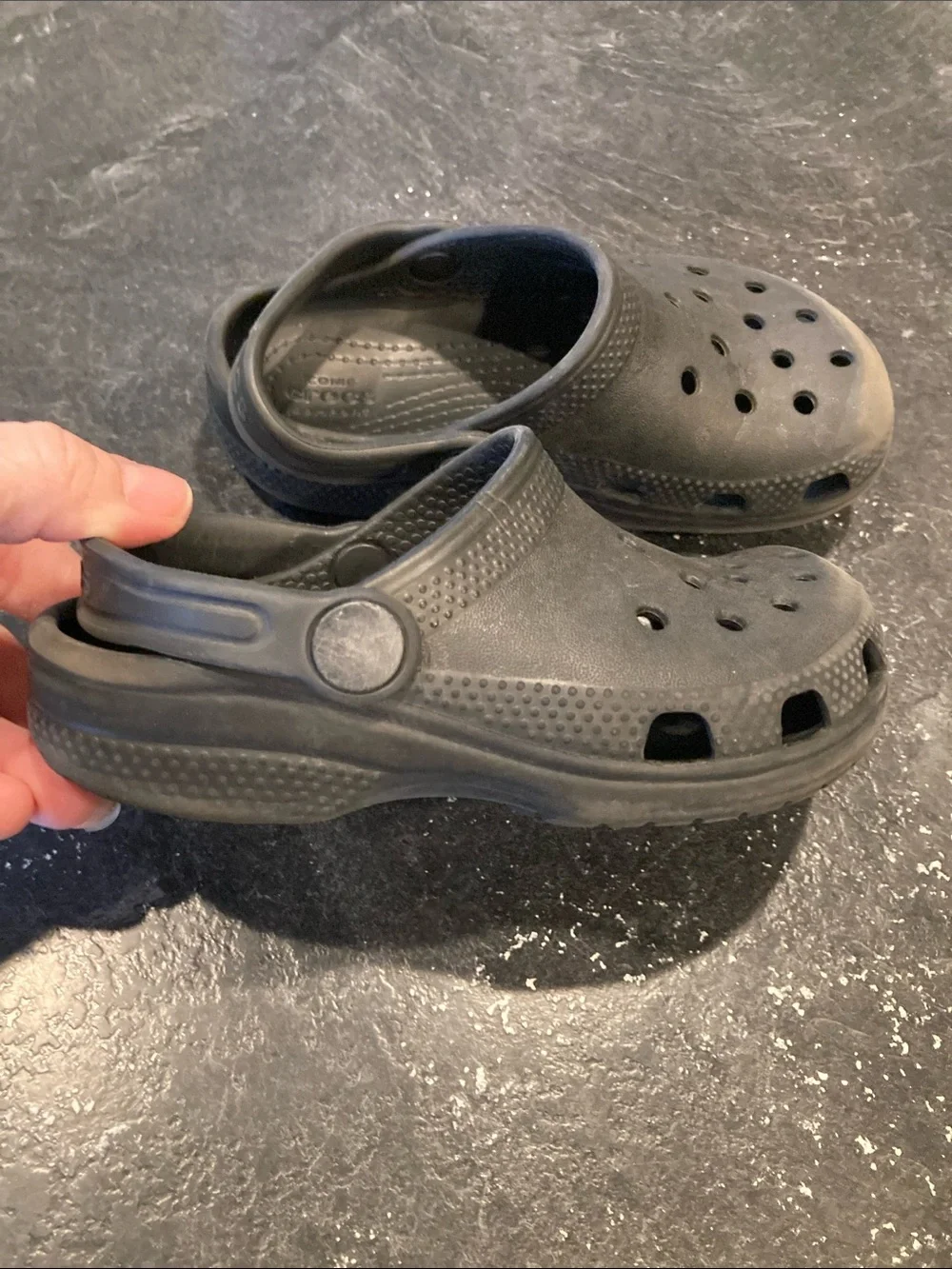 Boys Crocs black closed toe sandals size 9